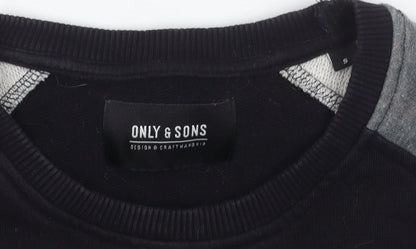Mens UK Size S ONLY & SONS Black Pullover Sweatshirt