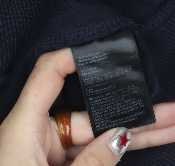 H&M Womens Black Pullover Hoodie Sweatshirt Size S Tigers Logo