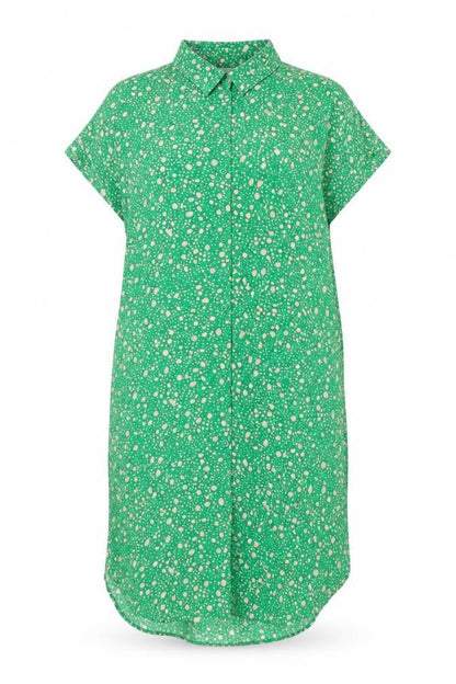 Monki Womens Green Polka Dot Shirt Dress XS Viscose Casual