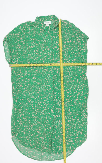 Monki Womens Green Polka Dot Shirt Dress XS Viscose Casual