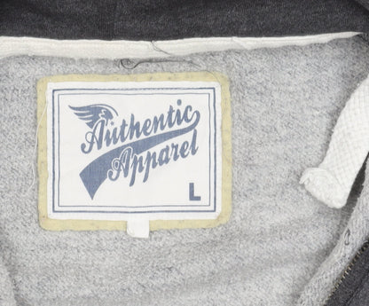 Authentic Apparel Men’s Grey L Hoodie Jacket Full Zip Sports Casual