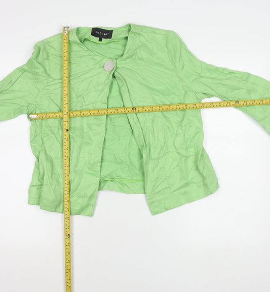 Jaeger Women’s Green Linen Suit Jacket Size 12 One Button Shawl Collar