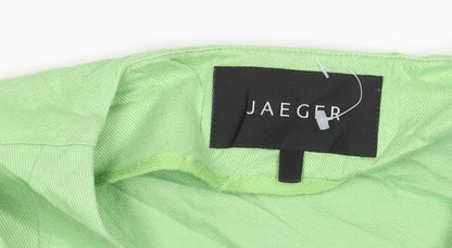 Jaeger Women’s Green Linen Suit Jacket Size 12 One Button Shawl Collar
