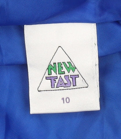 New Fast Womens Blue Check Linen Blend Suit Jacket Size 10 Short Sleeve