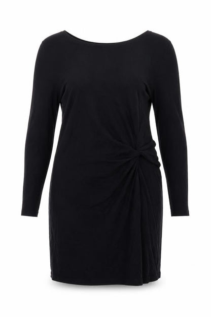 Next Women’s Black Sheath Dress Size 14 Long Sleeve Ruched Knit