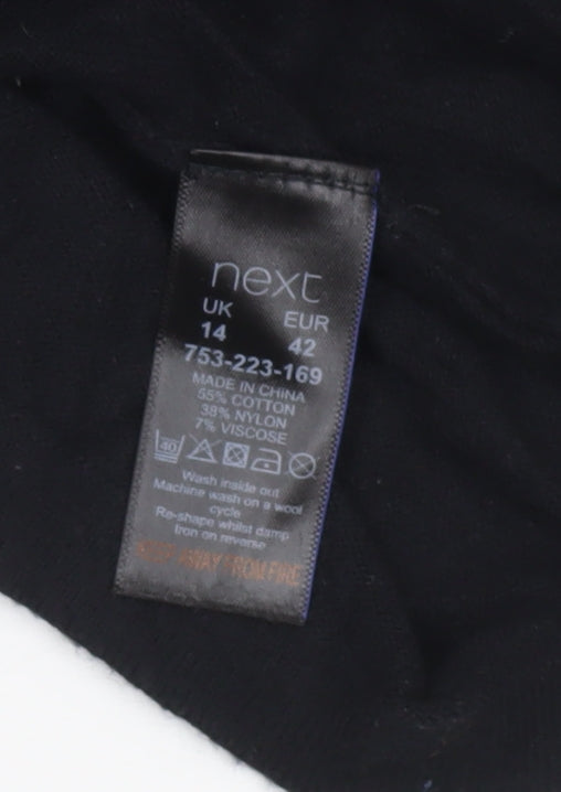 Next Women’s Black Sheath Dress Size 14 Long Sleeve Ruched Knit