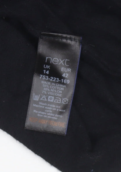 Next Women’s Black Sheath Dress Size 14 Long Sleeve Ruched Knit