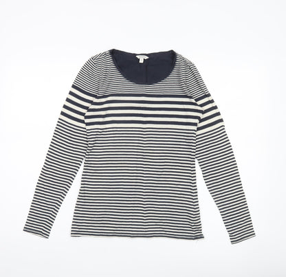FatFace Womens Blue Striped Long Sleeve Scoop Neck Top Size 8