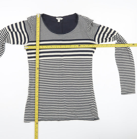 FatFace Womens Blue Striped Long Sleeve Scoop Neck Top Size 8