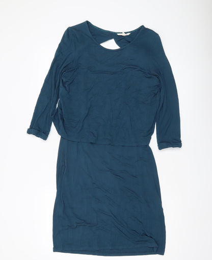 Three Stuff Women’s Blue Size 8 Bodycon Jersey Dress Long Sleeve
