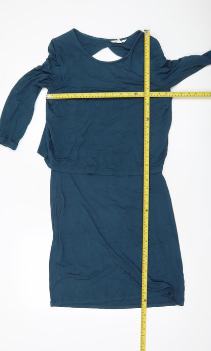 Three Stuff Women’s Blue Size 8 Bodycon Jersey Dress Long Sleeve