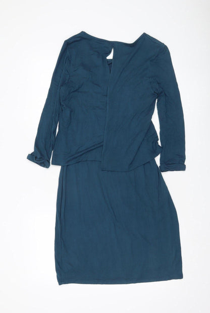 Three Stuff Women’s Blue Size 8 Bodycon Jersey Dress Long Sleeve