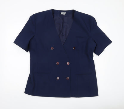 Amari Women's Blue Size 18 Double-Breasted Short Sleeve Jacket