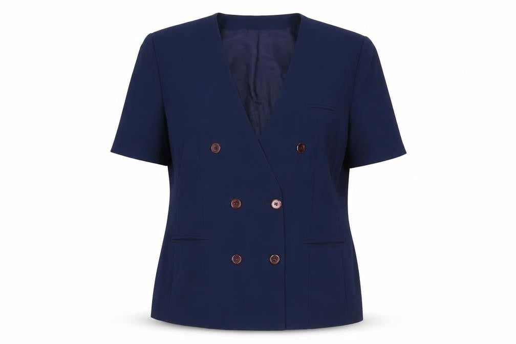Amari Women's Blue Size 18 Double-Breasted Short Sleeve Jacket
