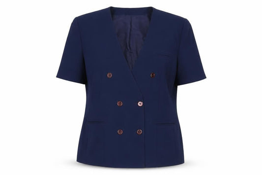 Amari Women's Blue Size 18 Double-Breasted Short Sleeve Jacket