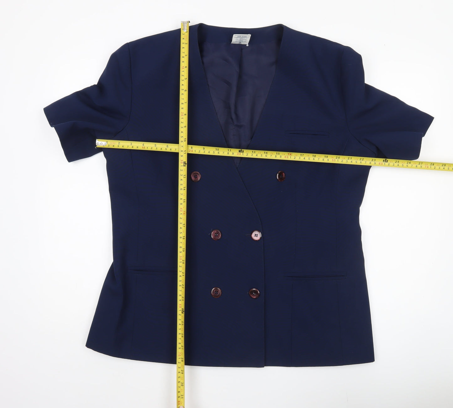 Amari Women's Blue Size 18 Double-Breasted Short Sleeve Jacket