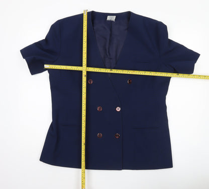 Amari Women's Blue Size 18 Double-Breasted Short Sleeve Jacket
