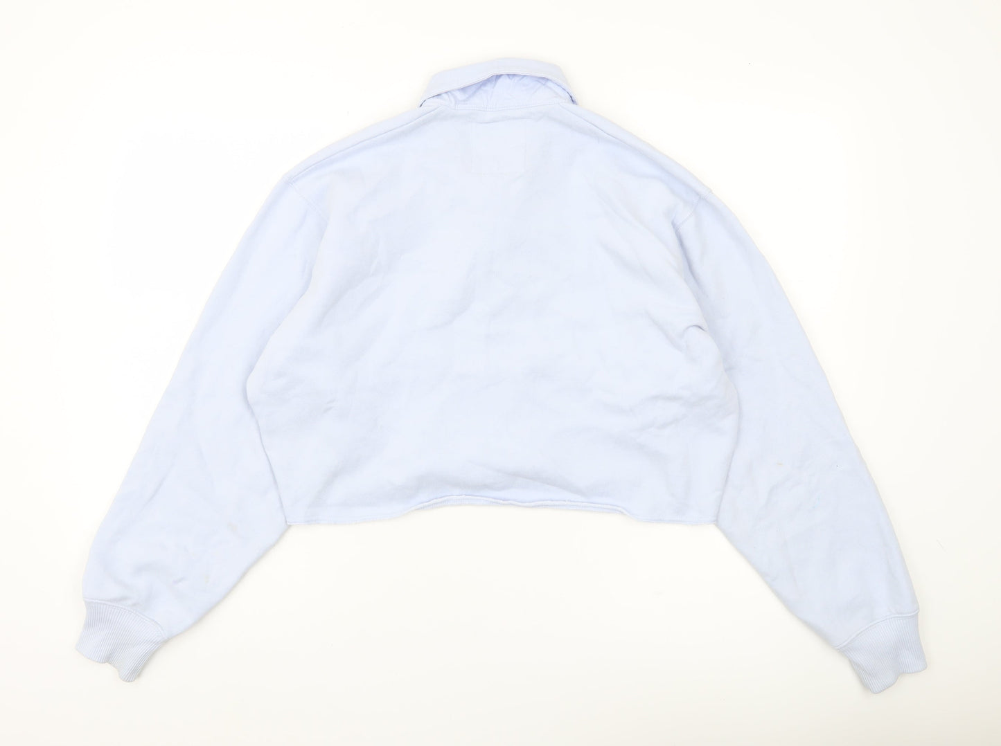 Hollister Women’s Blue & White Henley Sweatshirt S Casual Pullover