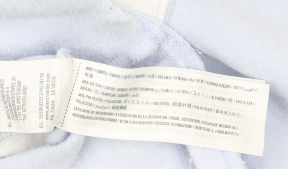 Hollister Women’s Blue & White Henley Sweatshirt S Casual Pullover