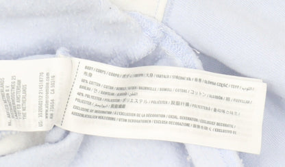 Hollister Women’s Blue & White Henley Sweatshirt S Casual Pullover