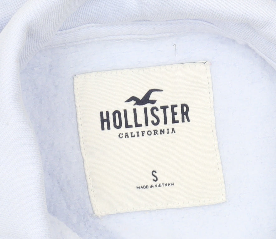 Hollister Women’s Blue & White Henley Sweatshirt S Casual Pullover