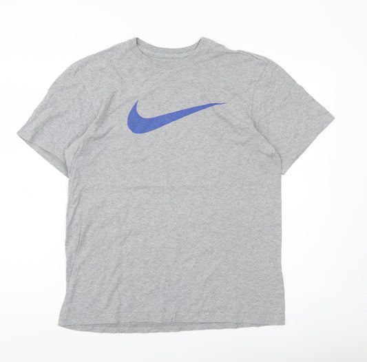 Nike Men's Grey L Regular Fit Graphic Logo Sports T-Shirt