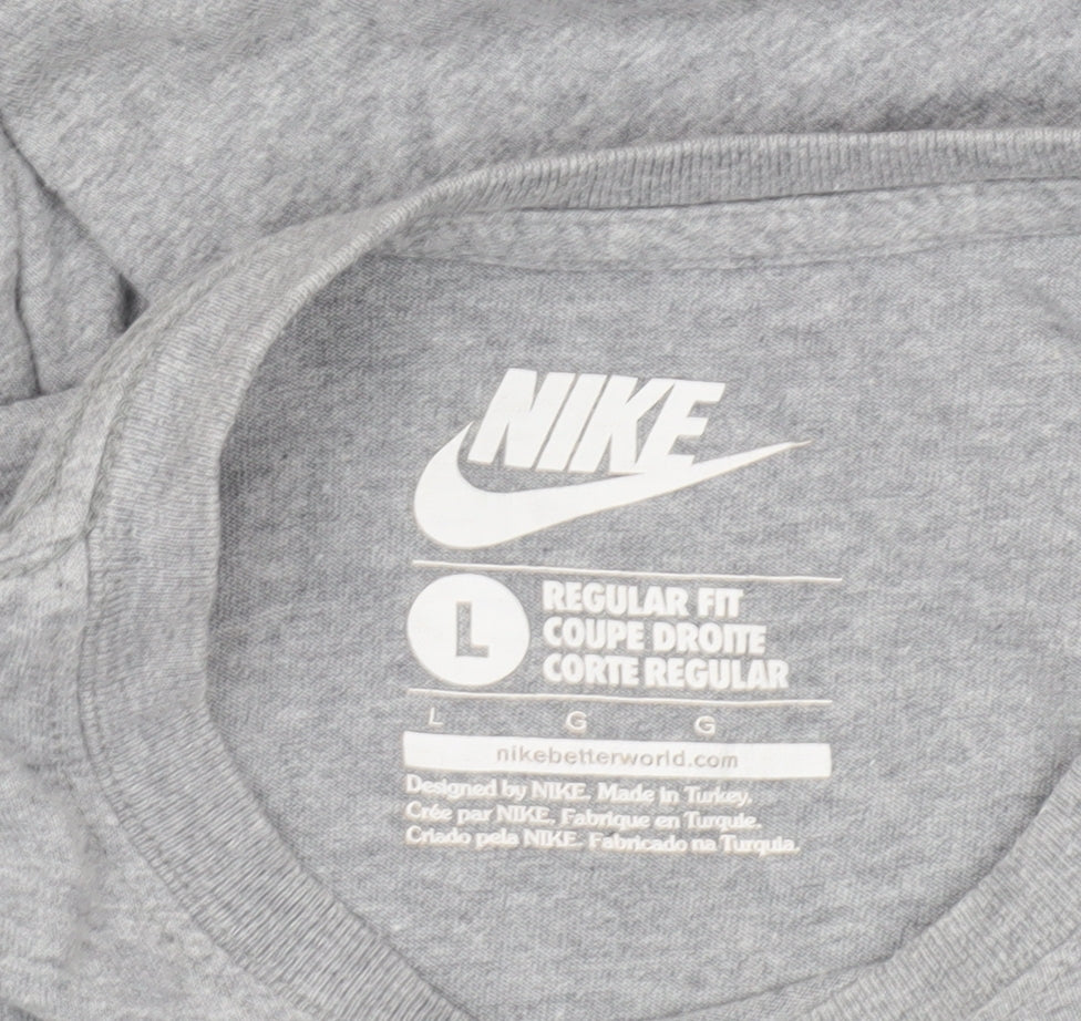 Nike Men's Grey L Regular Fit Graphic Logo Sports T-Shirt