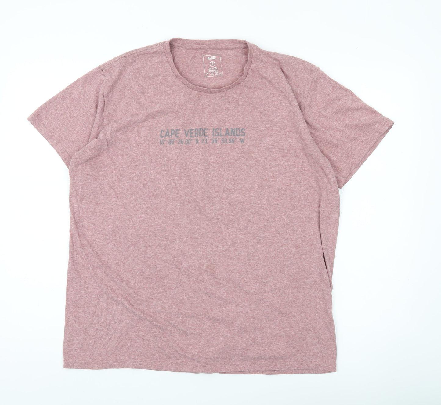 Sea Tribe Men’s Pink XL Graphic Crew Neck Cotton Blend T-Shirt
