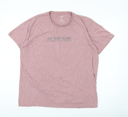 Sea Tribe Men’s Pink XL Graphic Crew Neck Cotton Blend T-Shirt