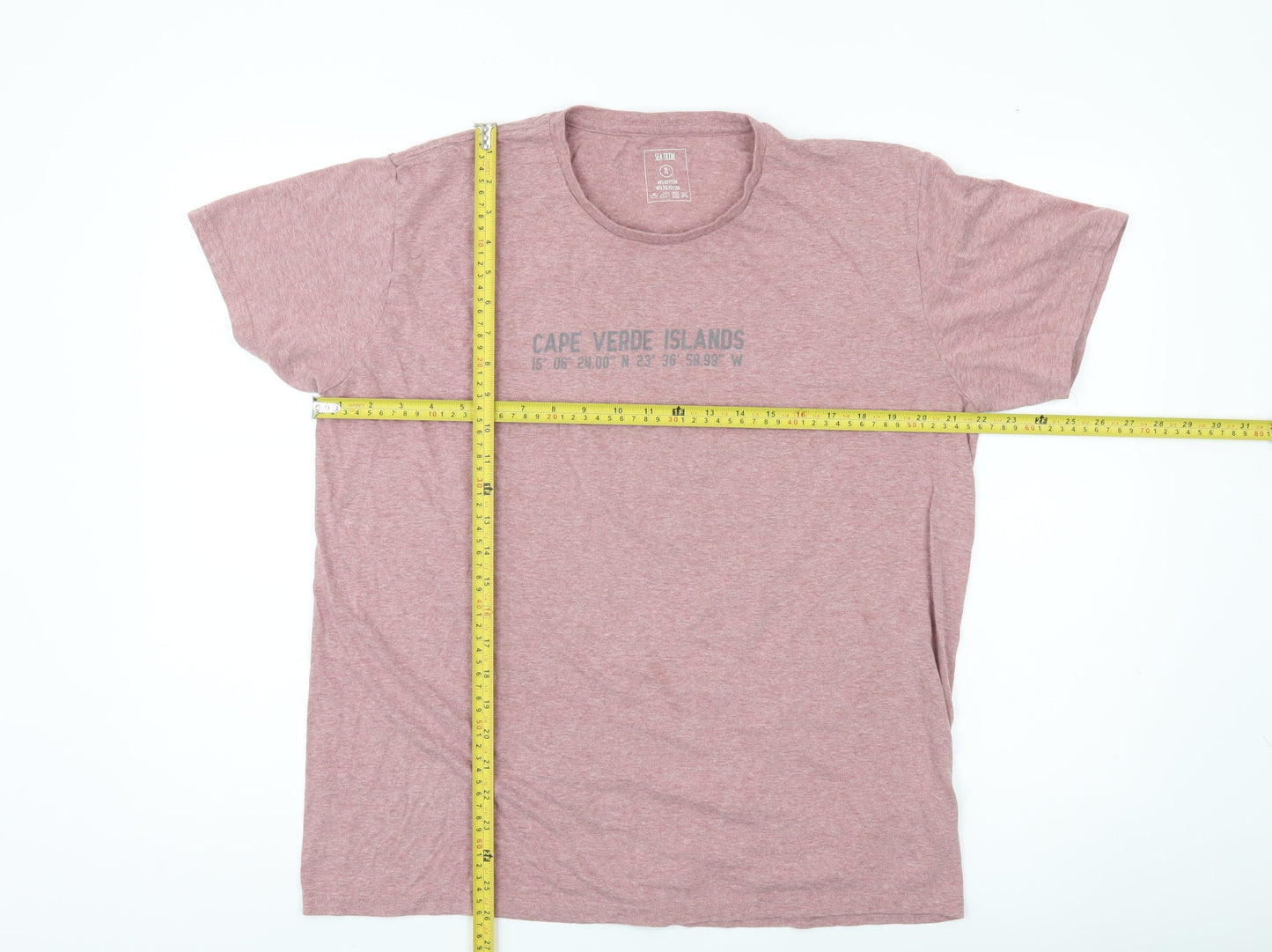 Sea Tribe Men’s Pink XL Graphic Crew Neck Cotton Blend T-Shirt