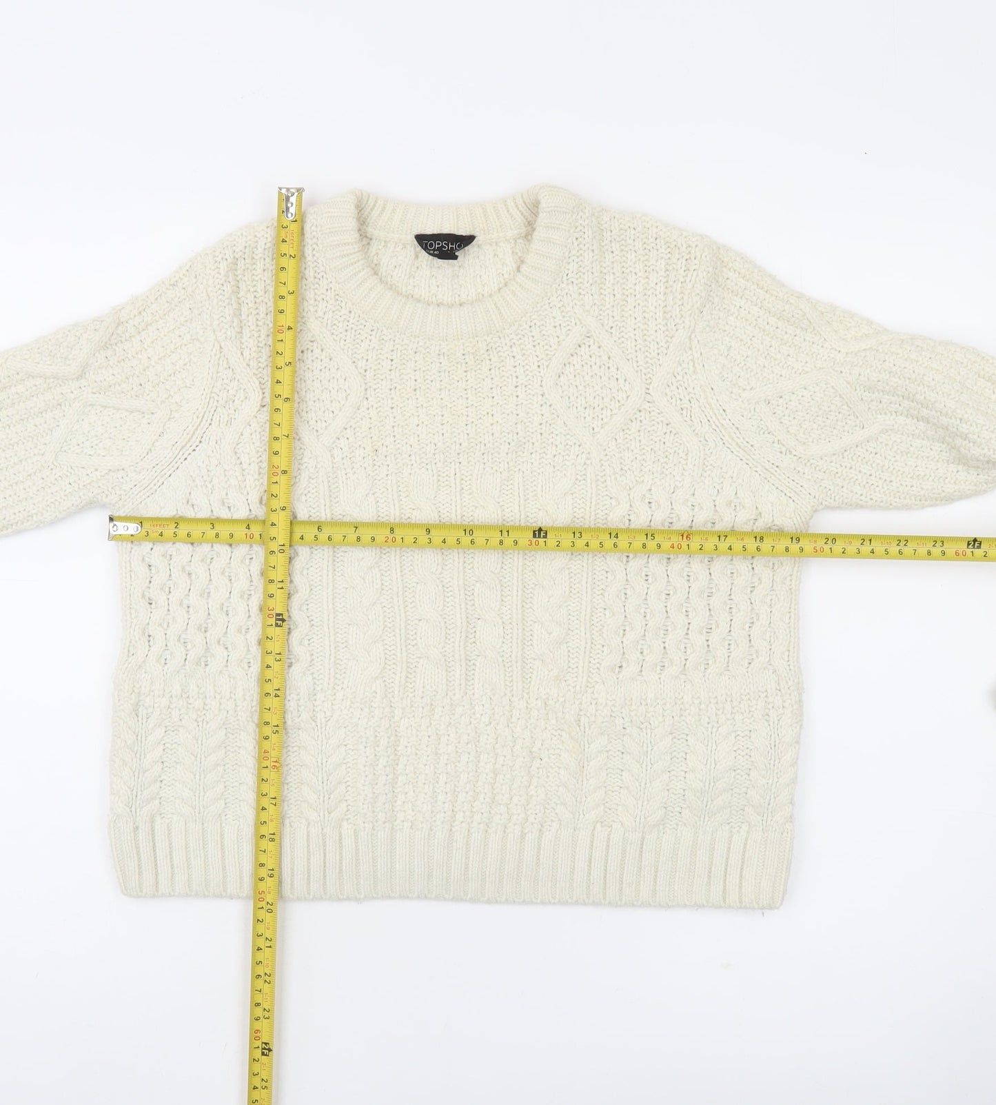 Womens UK Size 12 Topshop Ivory Pullover Jumper