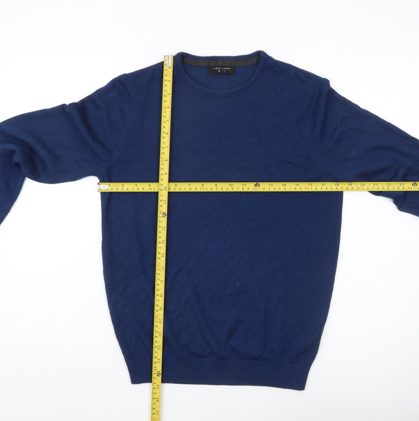 New Look Men’s Blue Small Crew Neck Acrylic Pullover Jumper