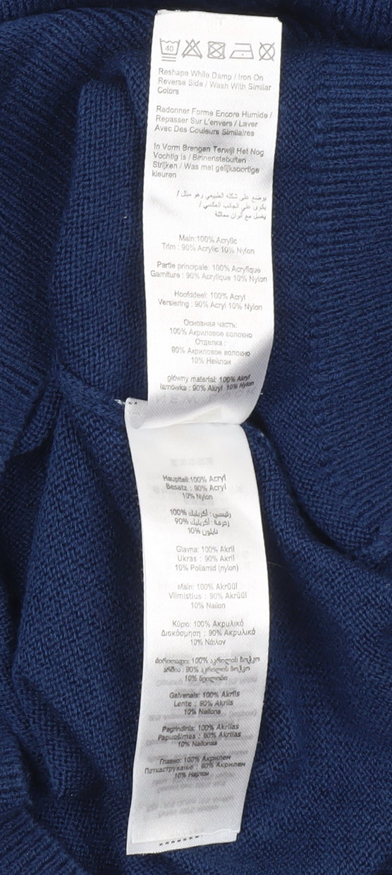 New Look Men’s Blue Small Crew Neck Acrylic Pullover Jumper