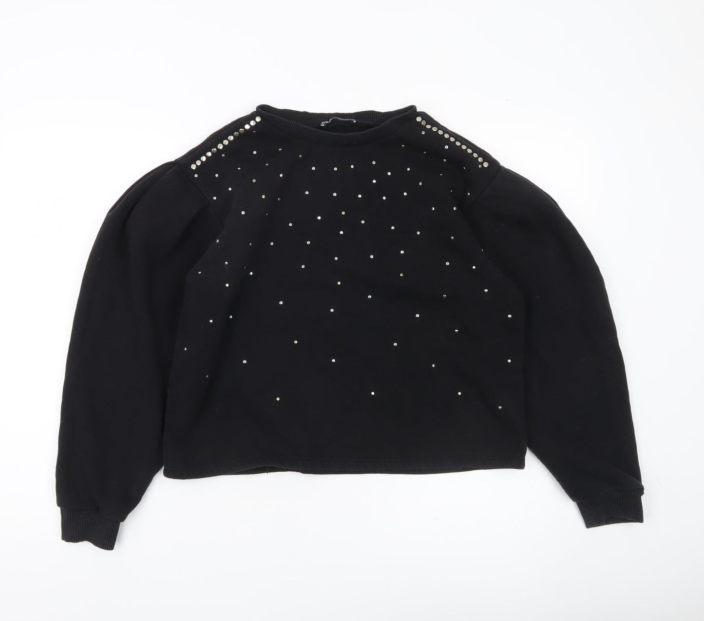 Zara Women Black Studded Pullover Sweatshirt Size S