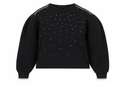 Zara Women Black Studded Pullover Sweatshirt Size S