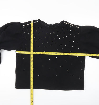 Zara Women Black Studded Pullover Sweatshirt Size S