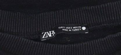 Zara Women Black Studded Pullover Sweatshirt Size S