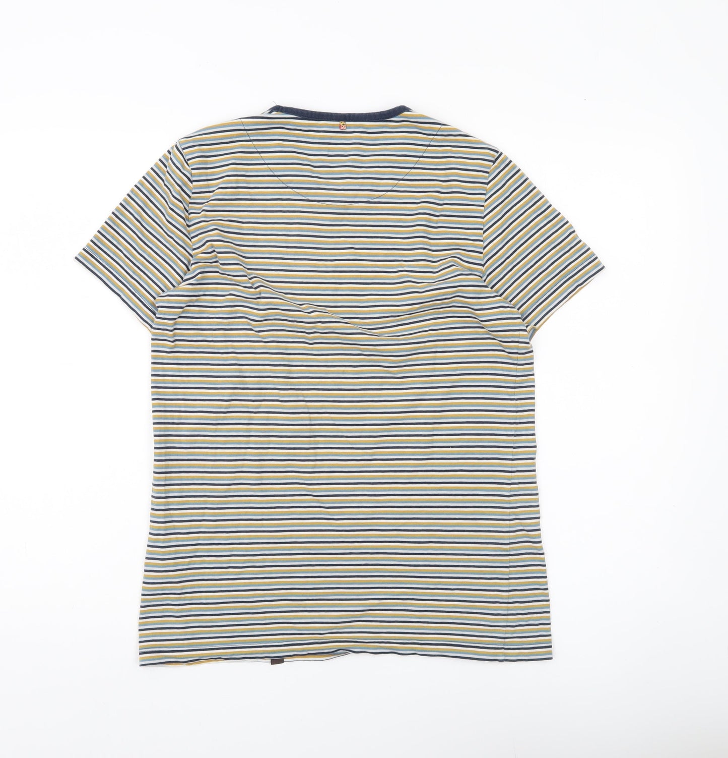 Pretty Green Men's Multicoloured Striped Cotton T-Shirt Size S