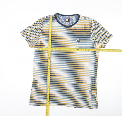 Pretty Green Men's Multicoloured Striped Cotton T-Shirt Size S