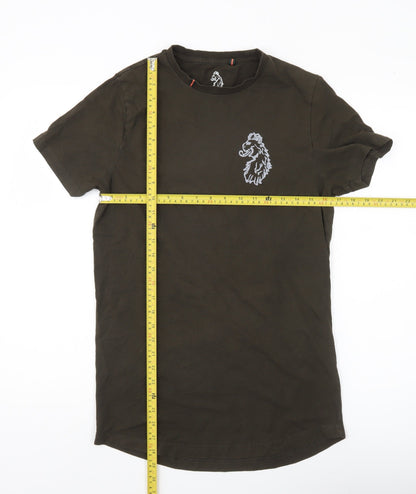 Luke Sport Men’s Brown Medium Embroidered Cotton Crew Neck T-Shirt