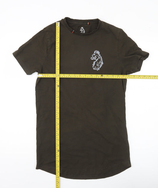 Luke Sport Men’s Brown Medium Embroidered Cotton Crew Neck T-Shirt