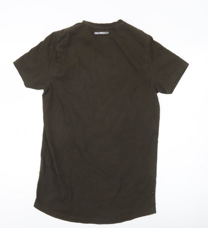 Luke Sport Men’s Brown Medium Embroidered Cotton Crew Neck T-Shirt