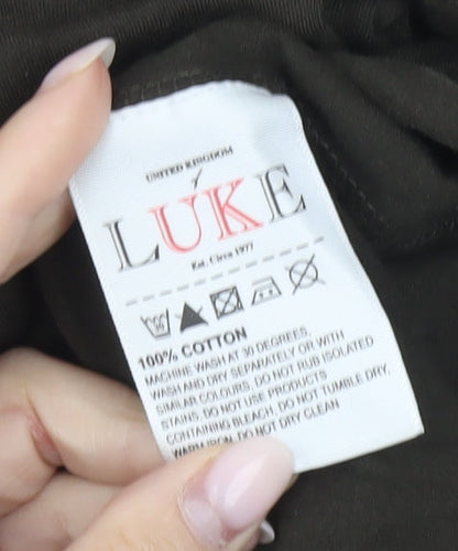 Luke Sport Men’s Brown Medium Embroidered Cotton Crew Neck T-Shirt