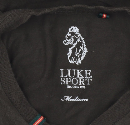 Luke Sport Men’s Brown Medium Embroidered Cotton Crew Neck T-Shirt