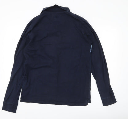 Weird Fish Men’s Blue Striped Long Sleeve Polo Shirt Medium