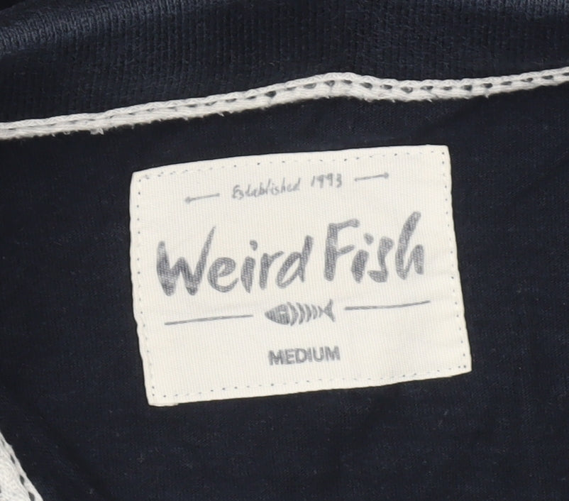 Weird Fish Men’s Blue Striped Long Sleeve Polo Shirt Medium