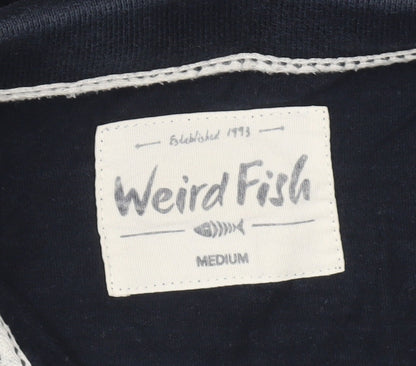 Weird Fish Men’s Blue Striped Long Sleeve Polo Shirt Medium