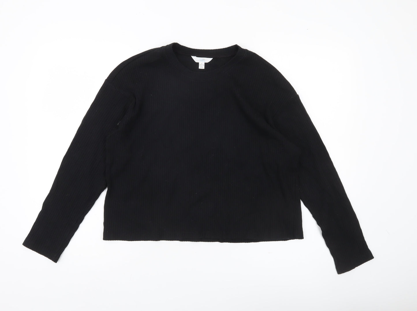 Time and Tru Womens Black Size L (12-14) Long Sleeve Basic T-Shirt