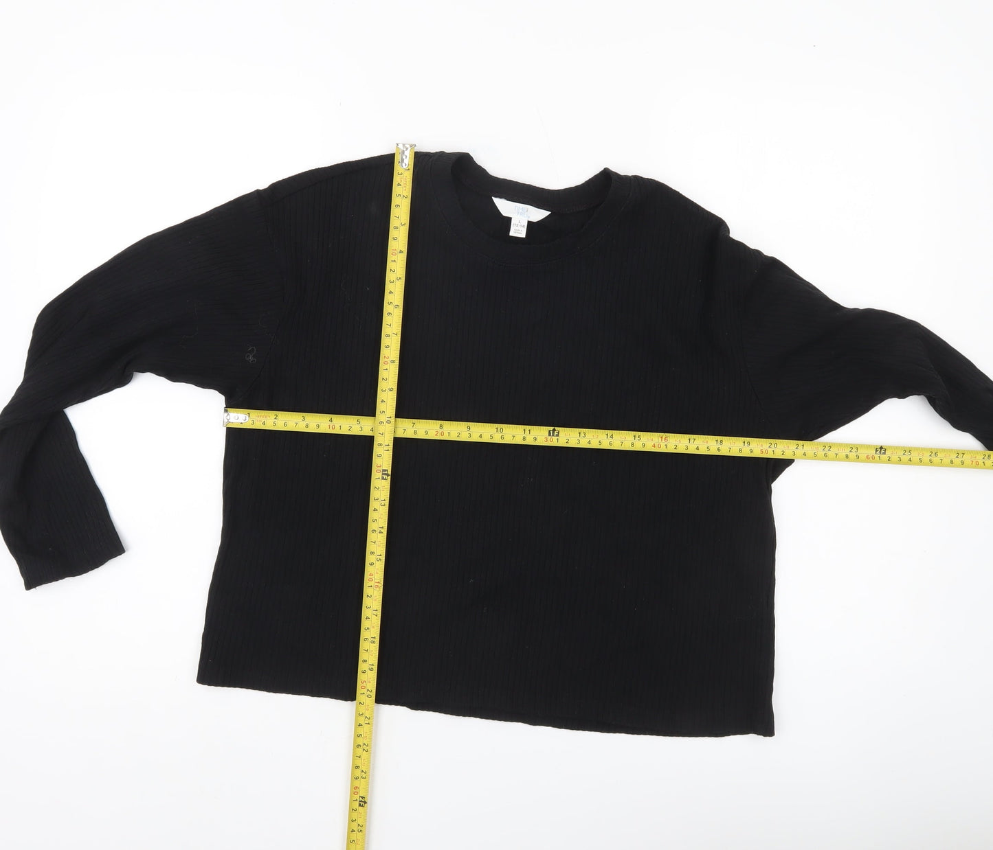 Time and Tru Womens Black Size L (12-14) Long Sleeve Basic T-Shirt