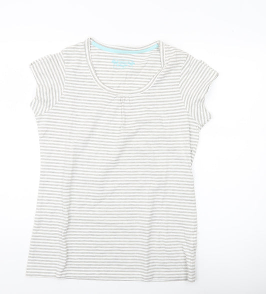 Peter Storm Womens Grey Striped Scoop Neck T-Shirt Size 14